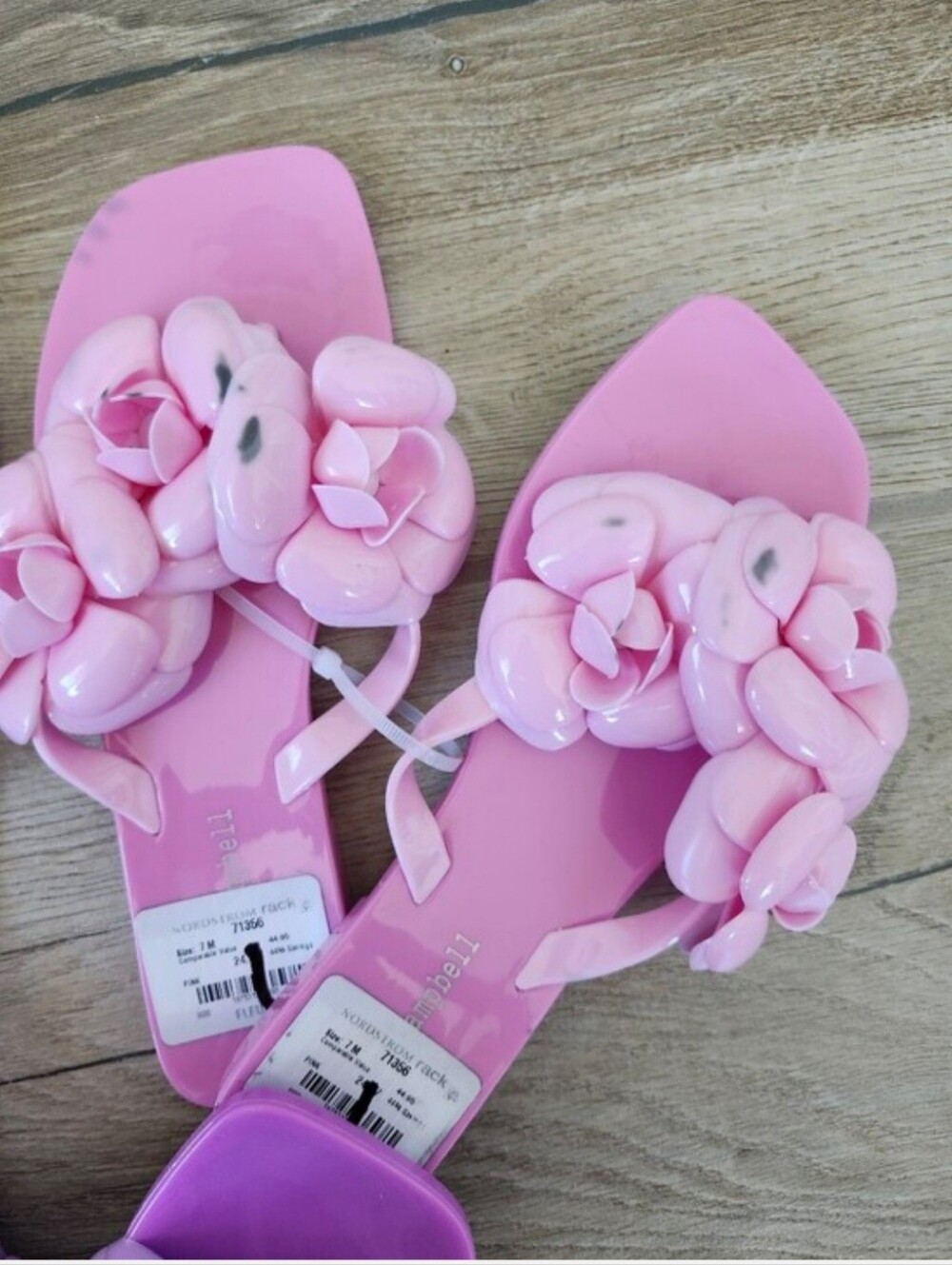Jeffery Campbell Floralee Pink Jelly Thong Flip Flops Size 7